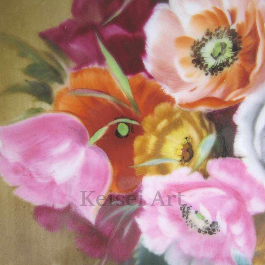 オールドノリタケ S.kurataサイン入り花文飾皿_3