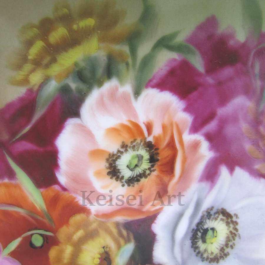 オールドノリタケ S.kurataサイン入り花文飾皿_4