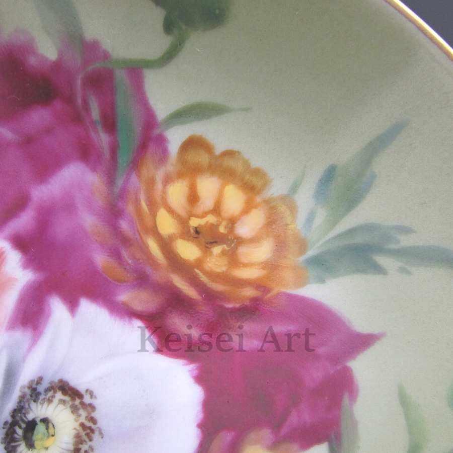 オールドノリタケ S.kurataサイン入り花文飾皿_5
