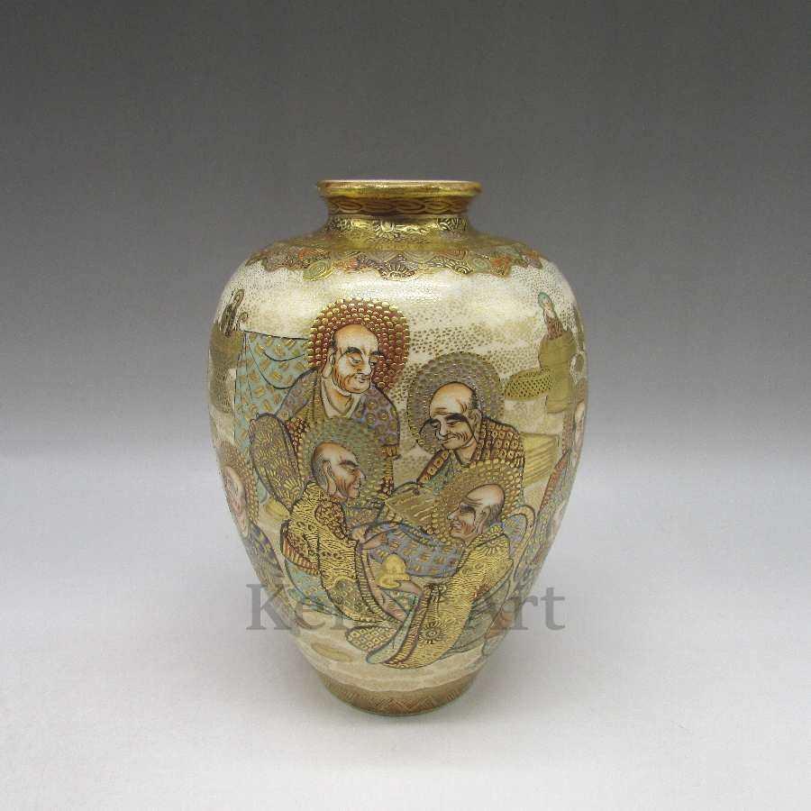 薩摩焼 金彩御釈迦様人物文花瓶 美術 工芸品 オールドノリタケ専門店の敬誠アート オールドノリタケ 薩摩焼 隅田焼 瀬戸焼 横浜焼 有田焼 九谷焼 石目焼 コラレン等の明治 大正時代の美術工芸品の販売 U2111 薩摩焼 U2111 U2111 楽器 手芸 コレクション 敬誠アート