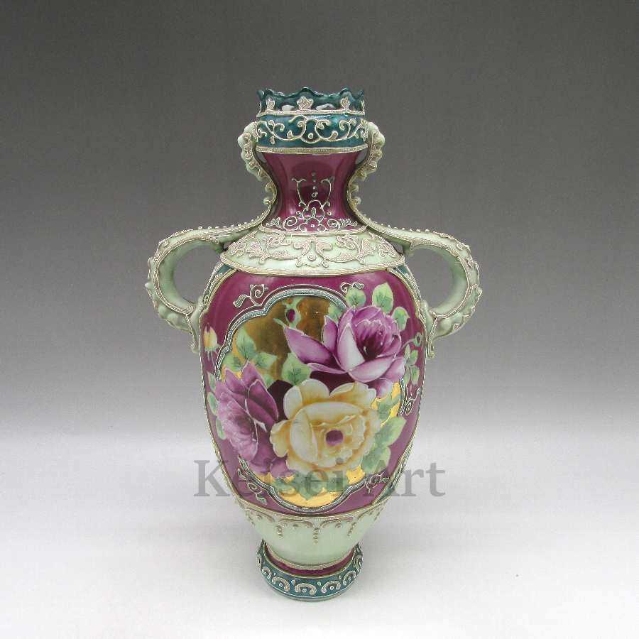 人気ブランド 送料無料 オールド ニッポン 盛上薔薇文花瓶 美術 工芸品 Icmcmasjid Org