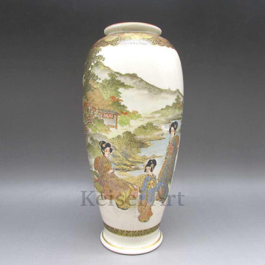 薩摩焼 泉山 工芸品 民芸品 人物風俗文花瓶 美術 工芸品 U6184 オールドノリタケ専門店の敬誠アート オールドノリタケ 薩摩焼 隅田焼 瀬戸焼 横浜焼 有田焼 九谷焼 石目焼 コラレン等の明治 大正時代の美術工芸品の販売 U6184 薩摩焼 泉山 U6184 敬誠アート セール