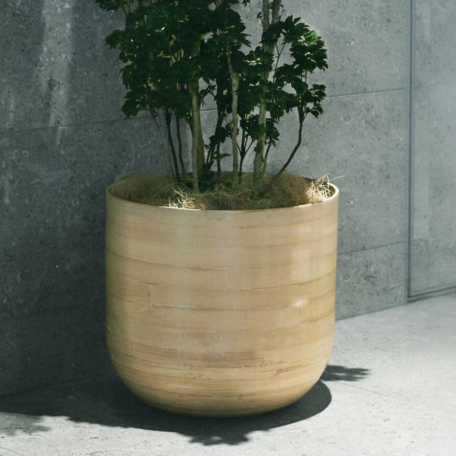 鉢カバー プランター カバー おしゃれ 大型 人気 観葉植物 インドアグリーン 園芸鉢 家具 インテリア 高級感 ナチュラル 竹製 防水インナー付 アルマ ユー M35の画像
