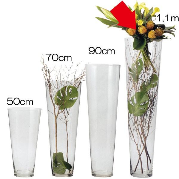 ガラス花器 大型 ラウンド アレンジ 花入れ 全高110cm 直径30cm 透明 花瓶 花器 クリア 硝子 花瓶 花器 花入れ フラワーベース アレンジ 会場装花 F 人工観葉植物と造花の通販ケイシン