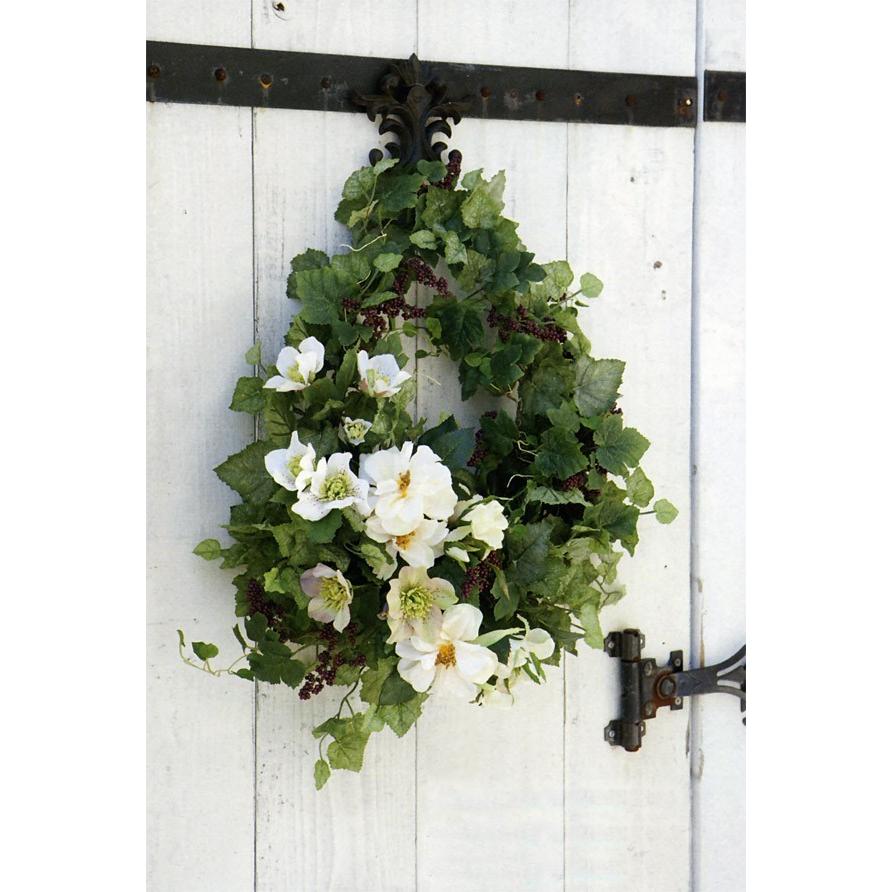 クリスマスローズとグリーンのナチュラルリース 28cm 【公式通販】