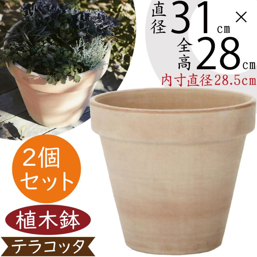 2個セット】テラコッタプランター 多肉植木鉢花柄2点セット