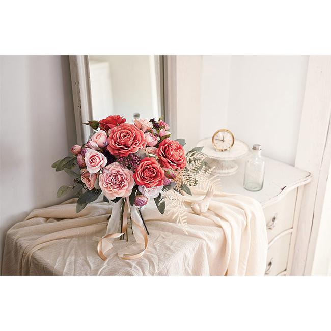 バラ 造花 全長43cm 2束セット 1束3本×2束(ローズ ばら 薔薇 アーティフィシャルフラワー アレンジ ギフト)|keishin|05