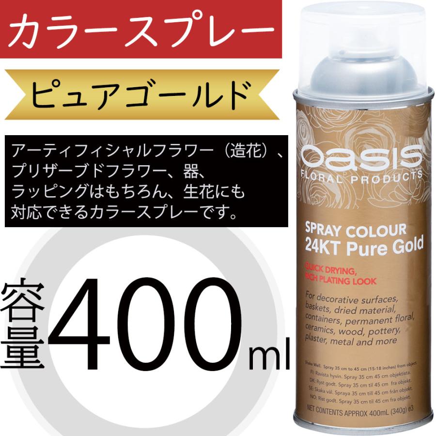 カラースプレー オアシス ピュアゴールド 金 400ml 生花 アーティ