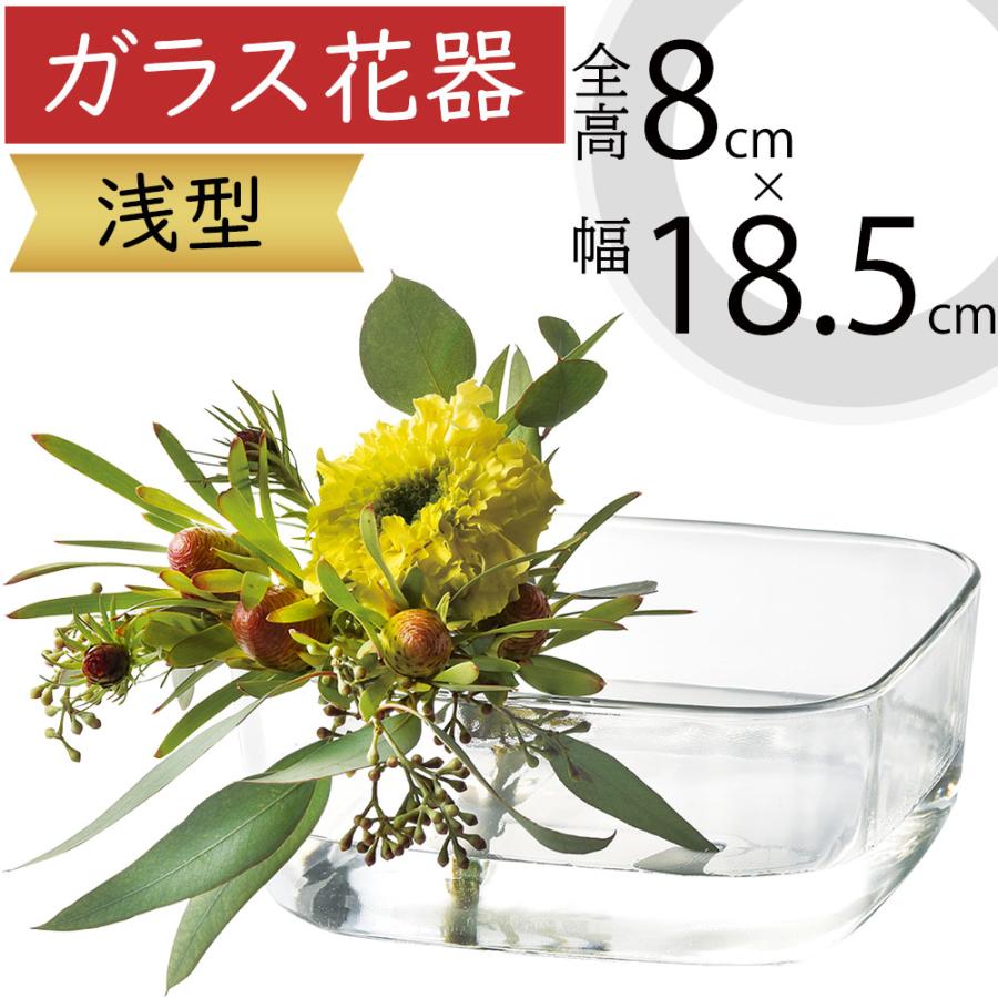 ガラス花瓶 おしゃれ 人気 おすすめ フラワーベース キューブ 四角 浅