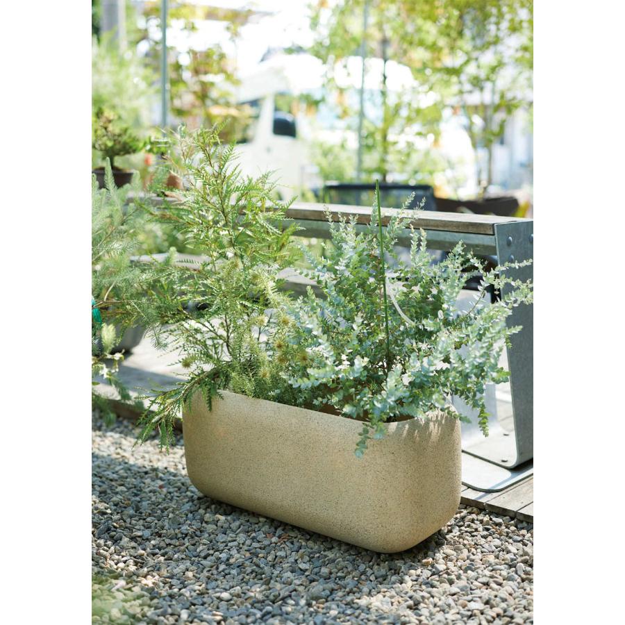 植木鉢 おしゃれ 大型 プランター 観葉植物 人気 園芸 ガーデニング 軽量 大きい コンテナ 幅広 横長 ワイド ブラウン ベージュ サンディ ラウンド レクト M80cmの画像