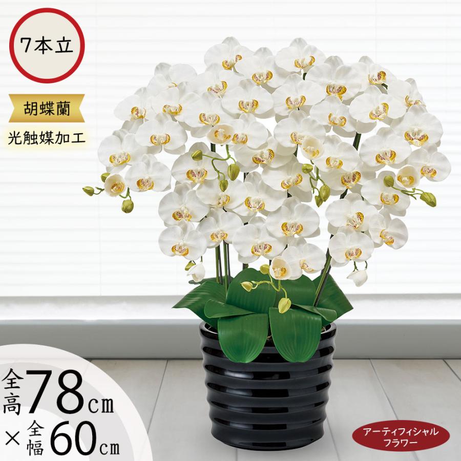 残りわずか 胡蝶蘭 造花 光触媒加工 全高78cm 7本立 コチョウラン 黒陶器鉢 鉢物 欄 ラン ギフト 贈答 贈り花 祝い花 商品番号 K 6700b 大流行中 Zoetalentsolutions Com