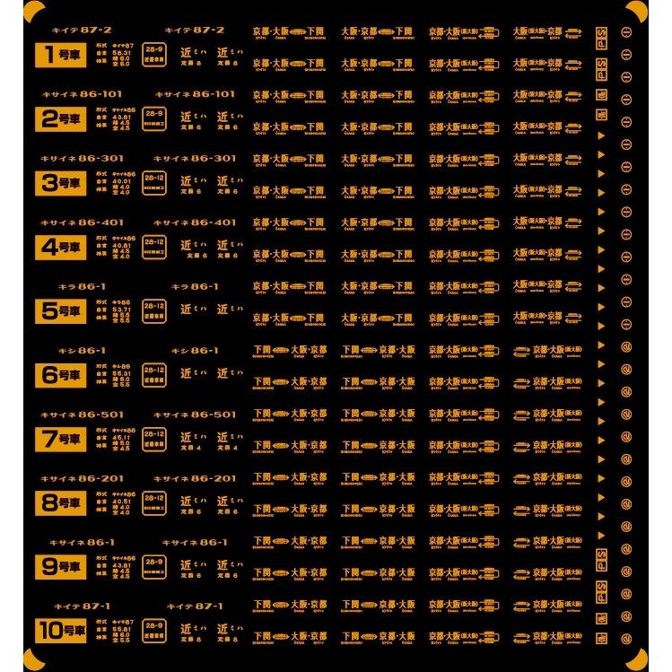 87系寝台気動車 車番・表記【単色刷りインレタ〈金〉】1編成分 : 京神