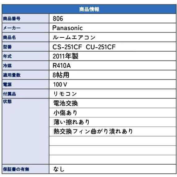 Panasonic パナソニック 8畳用 中古ルームエアコン 2.5kw CS Panasonic パナソニック 8畳用 中古ルームエアコン 2.5kw CS