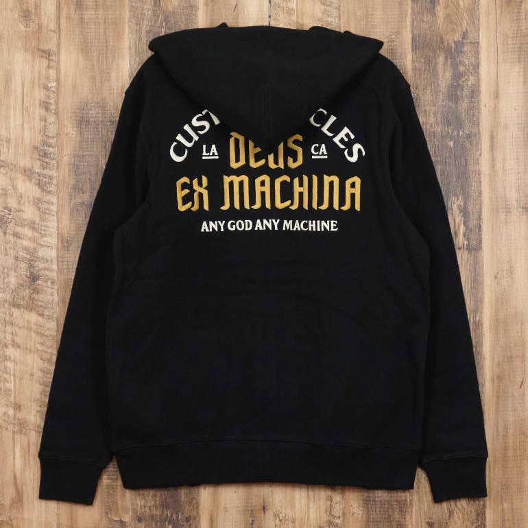 デウスエクスマキナ Deus Ex Machina ジップアップパーカー SUPPORTER ZIP HOODIE メンズ ブラック 黒 ボックスフィット 裏パイル 刺繍