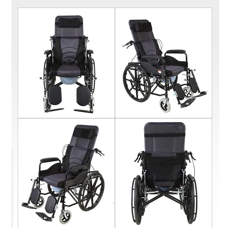純正売れ筋 6位調整リクライニング折りたたみ背もたれアームコンフォート車椅子折り畳み式車椅子高齢者障害者のための快適な通気性の通気性・デザイン