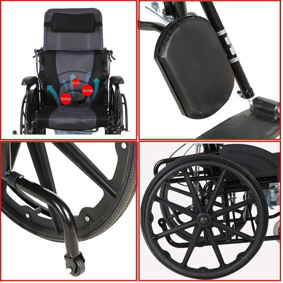 純正売れ筋 6位調整リクライニング折りたたみ背もたれアームコンフォート車椅子折り畳み式車椅子高齢者障害者のための快適な通気性の通気性・デザイン