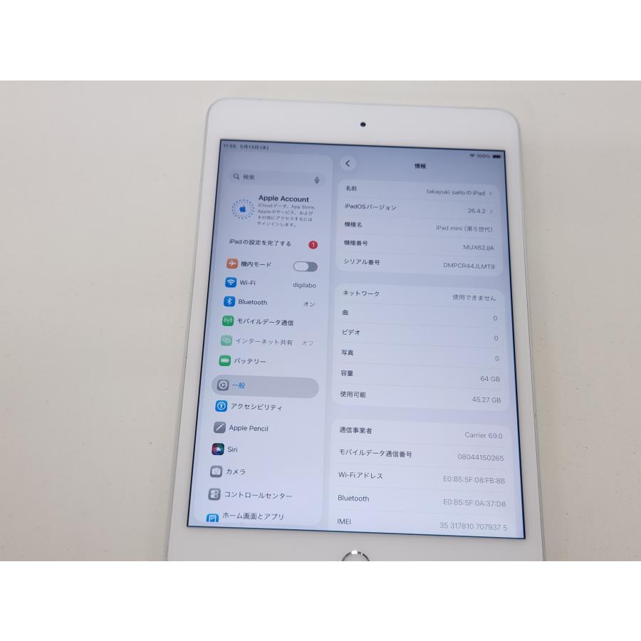 送料当店負担 iPad mini 7.9インチ 第5世代 Wi-Fi+Cellular 64GB 美品