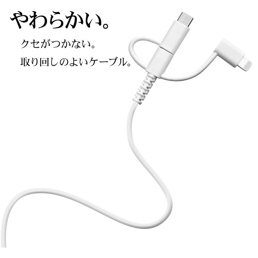 iPhone iPad iPod スマホ タブレット タイプA マイクロB やわらかい ライトニング タイプC 充電 通信 Type-A microUSB Lightning Type-C 3A 1ｍ ラスタバナナ｜keitai-kazariya｜10