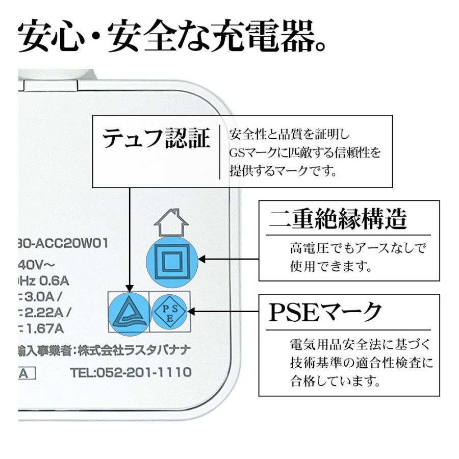 ラスタバナナ 充電器 ACアダプター AC充電器 タイプC PD パワー