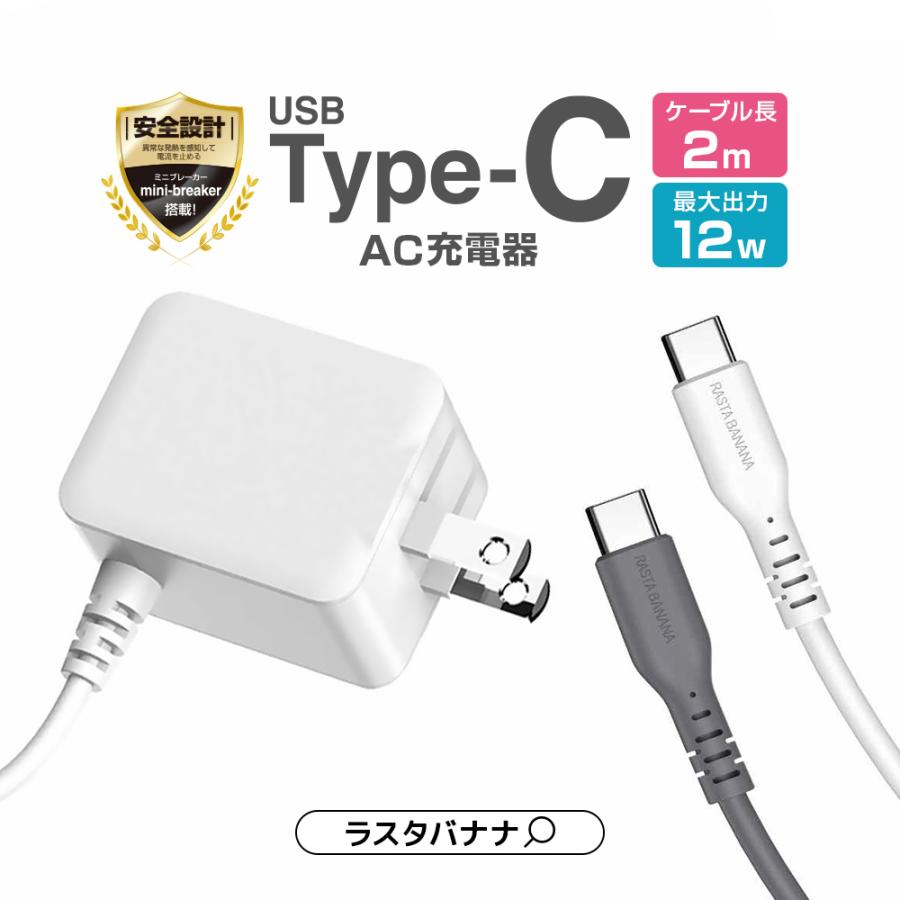 ラスタバナナ 充電器 ACアダプター AC充電器 タイプC ケーブル直付