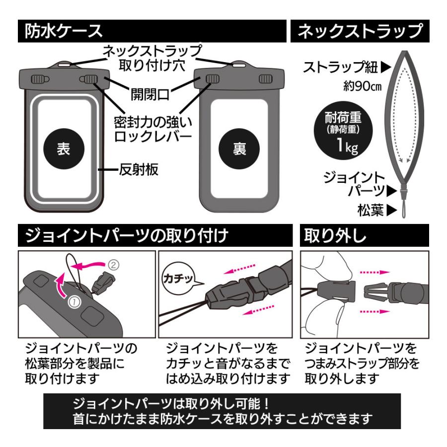 ☆ ラスタバナナ スマホ 特大 防水ケース 反射板付き リ PL04BK 818 ラスタバナナ スマホ 特大 防水ケース 反射板付き IPX8 ネック