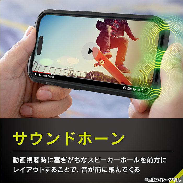 iPhone 15 Pro ケースGRAV衝撃吸収 ハイブリッドケースブラック｜keitai｜04