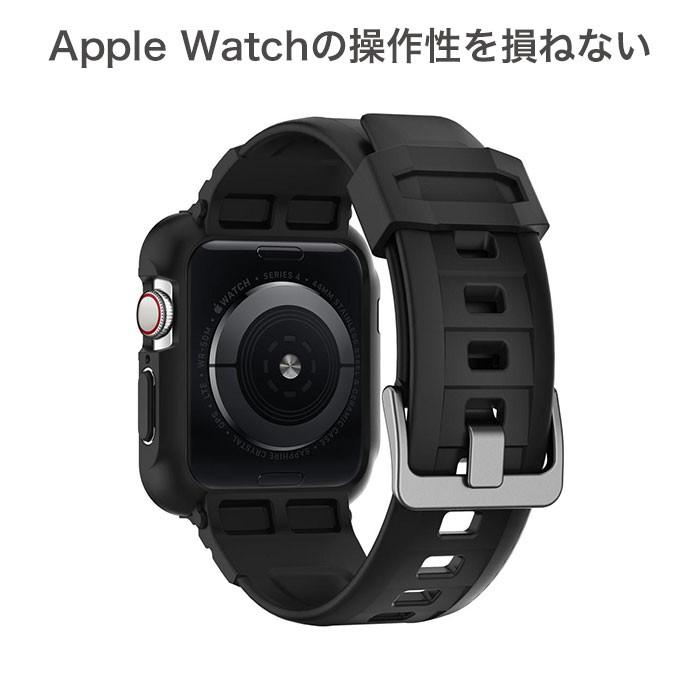 apple watch se ケース バンド 一体型 Series 6 5 4 44mm アップルウォッチ ケース 耐衝撃 ブラック Spigen シュピゲン｜keitai｜03