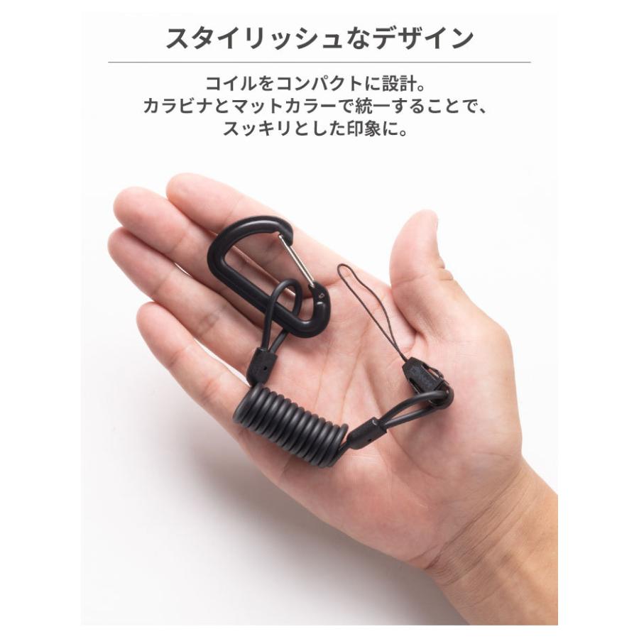 カラビナ付きコイルストラップ スマホ 落下防止 Cheese Coil Strap