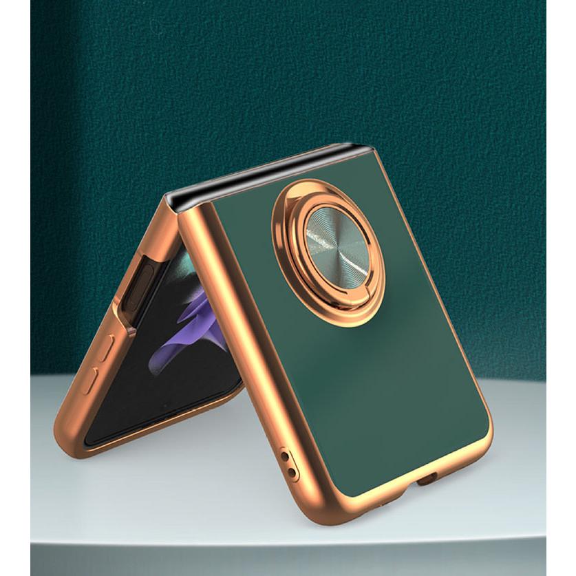 Galaxy Z Flip4 ケース カバー メッキ 一体型リング付き 背面 ケース ギャラクシーZ フリップ4 SCG17 SC54C