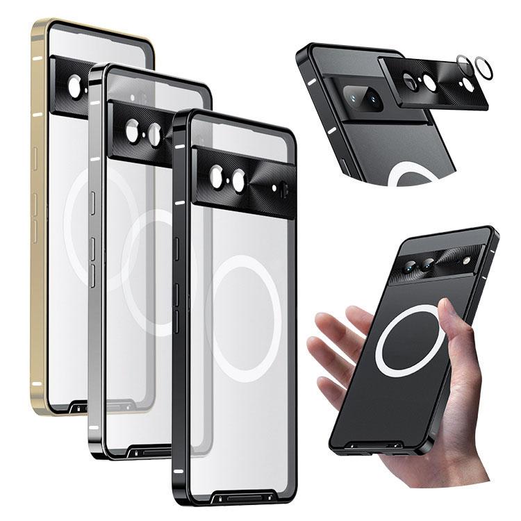 Google Pixel 7/Pixel 7 Pro バンパー ケース Qi充電 ワイヤレス充電 対応 アルミバンパー かっこいい クリア