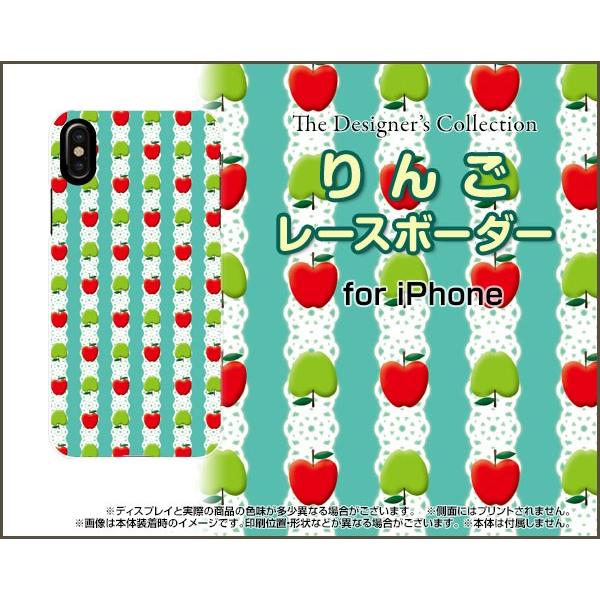 iPhone XS アイフォン テンエス TPU ソフト ケース/カバー りんごレースボーダー 青リンゴ 可愛い（かわいい） ポップ｜keitaidonya