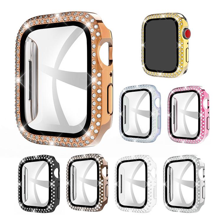 Apple Watch Series 7 ケース ガラスフィルム カバー かわいい ラインストーン きらきら 液晶カバー アップルウォッチ シリーズ7 41mm 45mm ハード 65 以上節約