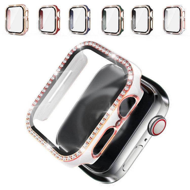 Apple Watch Series 7 ケース ガラスフィルム カバー かわいい ラインストーン きらきら 液晶カバー アップルウォッチ シリーズ7 41mm 45mm ハード 65 以上節約