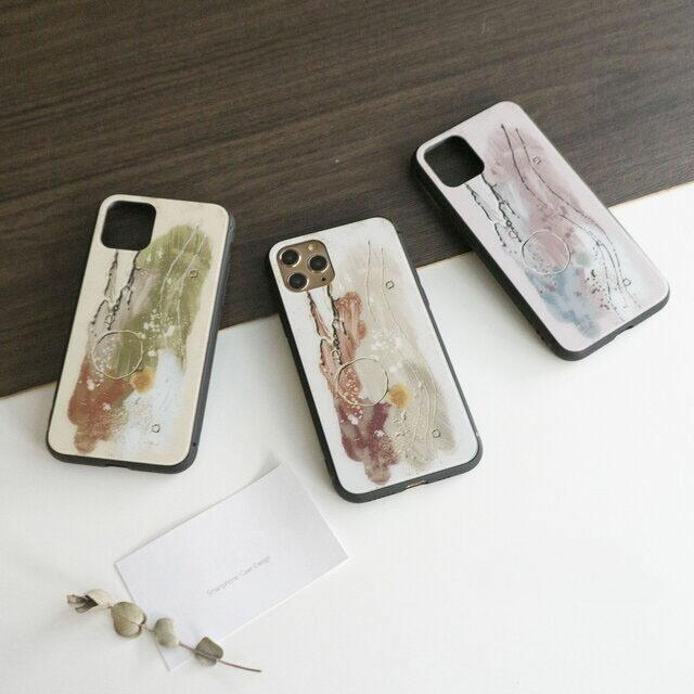 多機種対応 スマホケース ガラス ネイルデザイン風 -ペイント