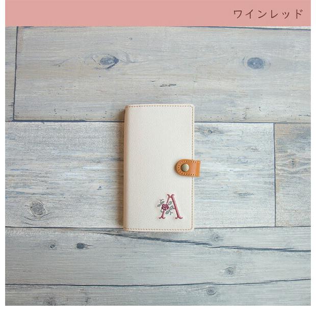 スマホケース 全機種対応 手帳型 刺繍 イニシャル 名入れ 本革 レザー イタリアンレザー オリジナル ケース カバー iphone SE 第二世代 メール便送料無料｜keitaijiman｜05