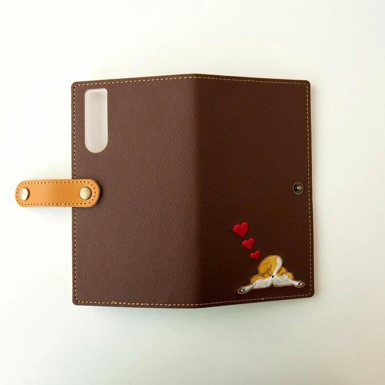 スマホケース 手帳型 全機種対応 iphone17 ケース 刺繍 柴尻 ハート