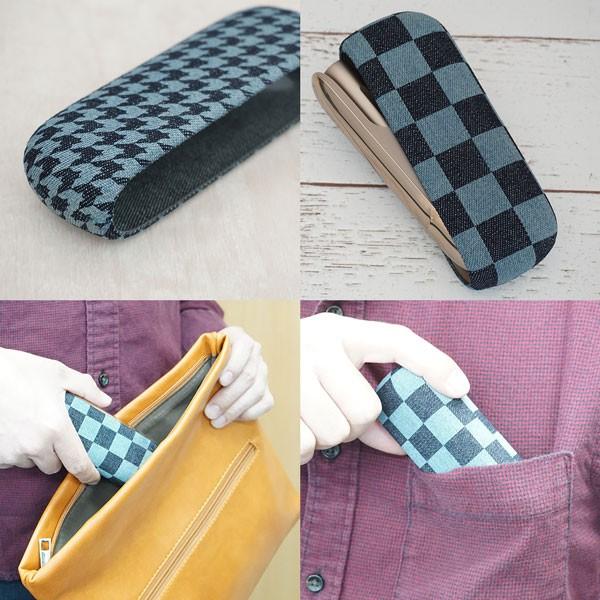 iQOS3 アイコス3 ケース ハードタイプ 岡山デニム レーザー 加工 市松