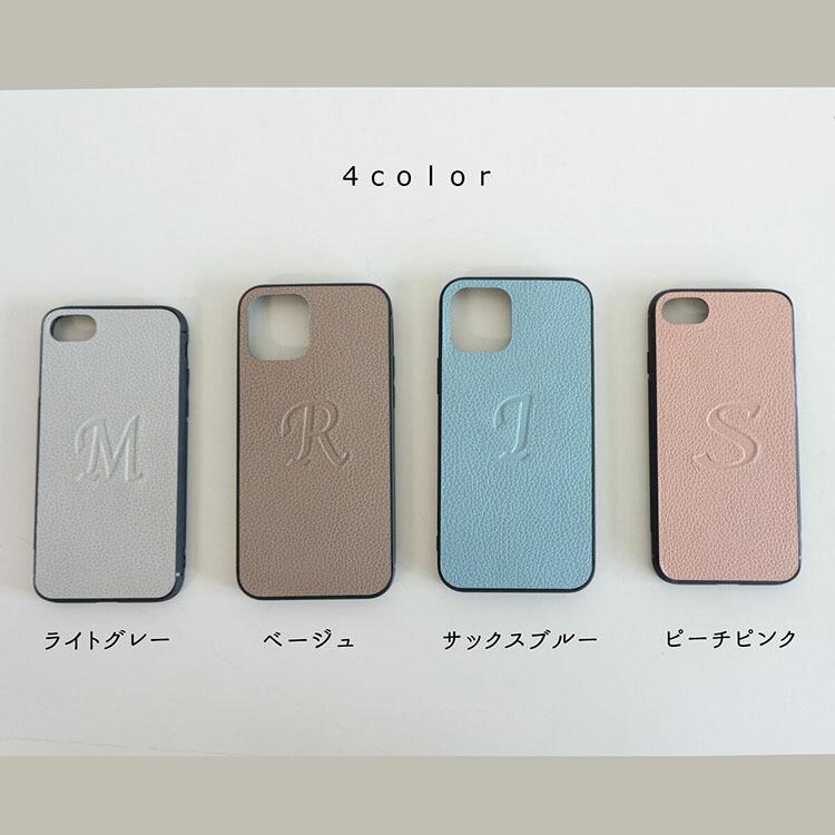 スマホケース 多機種対応 iphone SE2 姫路レザー リアケース Simple -グレイス- イニシャル 刻印 シュリンクレザー 革 メール便送料無料｜keitaijiman｜05