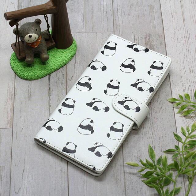 スマホケース 手帳型 全機種対応 パンダ ドット 全面印刷 iphone17