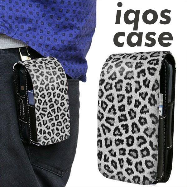 アイコス　ケース　レザー　IQOS CASE　1068　ヒョウ柄ベーシックS　グレー メール便送料無料｜keitaijiman