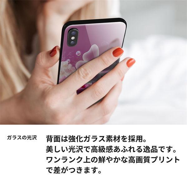 楽天モバイル AQUOS sense4 lite SH-RM15 ケース カバー 背面 ガラス TPU ガラプリ SC871 リバティプリント フルールドパルファン レッド 印刷 メール便送料無料｜keitaijiman｜02