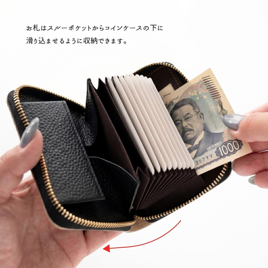 お札が折れない コンパクトウォレット 岡山デニム デニム 本革 ミニ