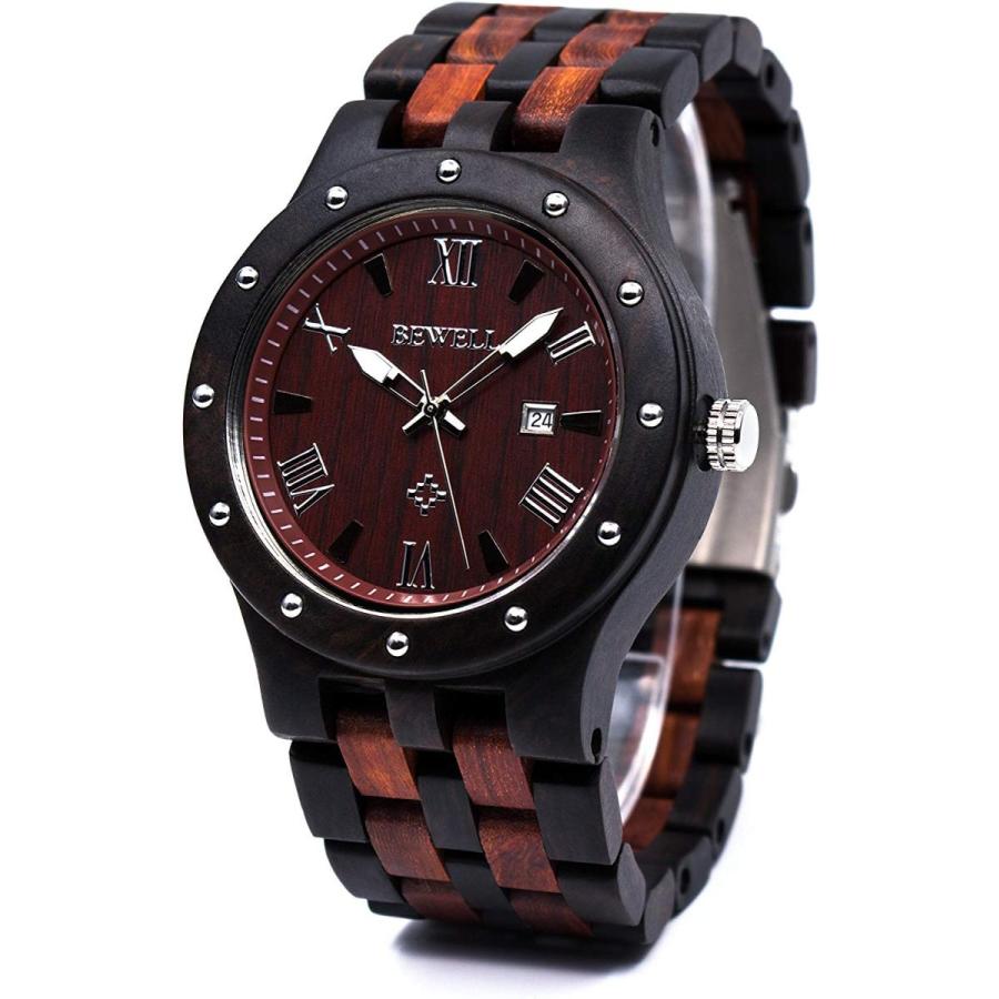 ファッション 専門店の安心の1ヶ月保証付 木製腕時計 メンズ ウッドウォッチ 腕時計 カレンダー付き 夜光 天然木 クオーツウォッチ アナログ腕時計 男性用 軽量防水 メープルと赤檀 Yldvl7cfac Shahjahanmosque Org Uk