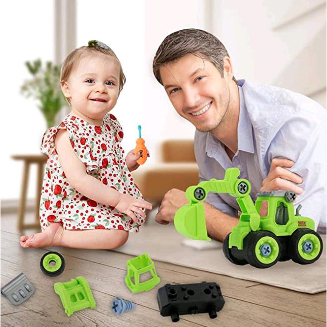 車おもちゃ 組み立ておもちゃ 工事カー 工事ごっこ遊び Diy知育玩具 ショベルカー 子供 4歳 1歳 誕生日プレゼント 建設車両 砂場遊び 2歳 4台セット 玩具 3歳
