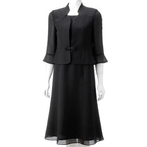 【現品限りセール】ブラックフォーマル 夏 ウォッシャブル アンサンブル風ワンピース 13号 V2-79225 366-097