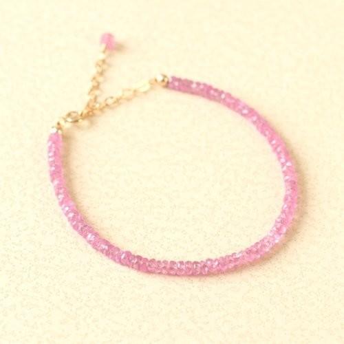 KEIUNDO ピンクサファイア ボタンカット 14KGFブレスレット 高級ケース付 レディース | 