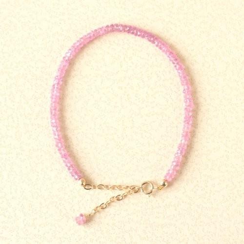 KEIUNDO ピンクサファイア ボタンカット 14KGFブレスレット 高級ケース付 レディース |  | 01