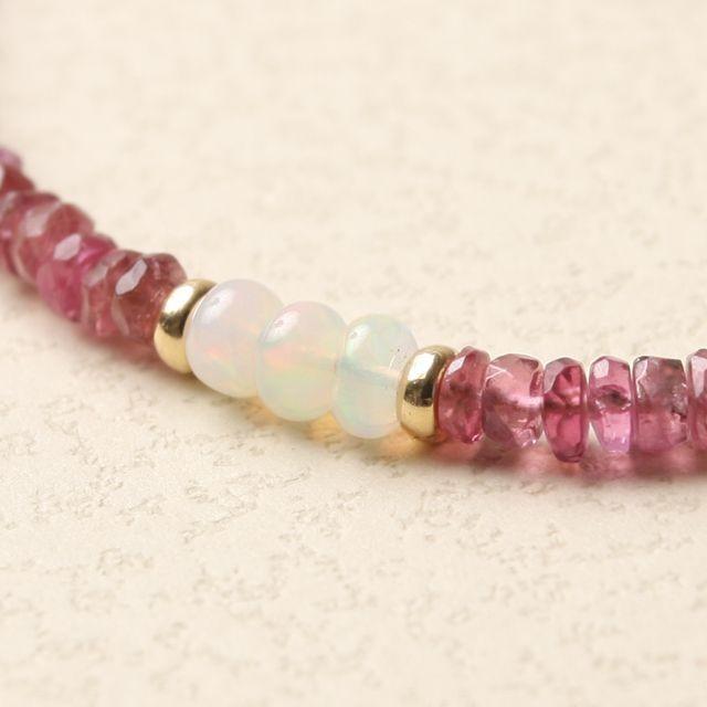 KEIUNDO ピンク トルマリン & エチオピア産 プレシャス オパール 14KGF ブレスレット 高級ケース付 レディース |  | 01