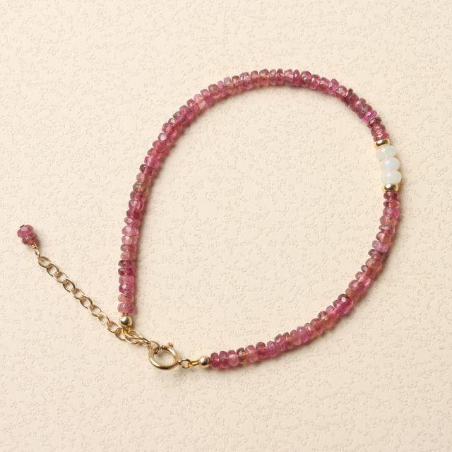 KEIUNDO ピンク トルマリン & エチオピア産 プレシャス オパール 14KGF ブレスレット 高級ケース付 レディース |  | 02