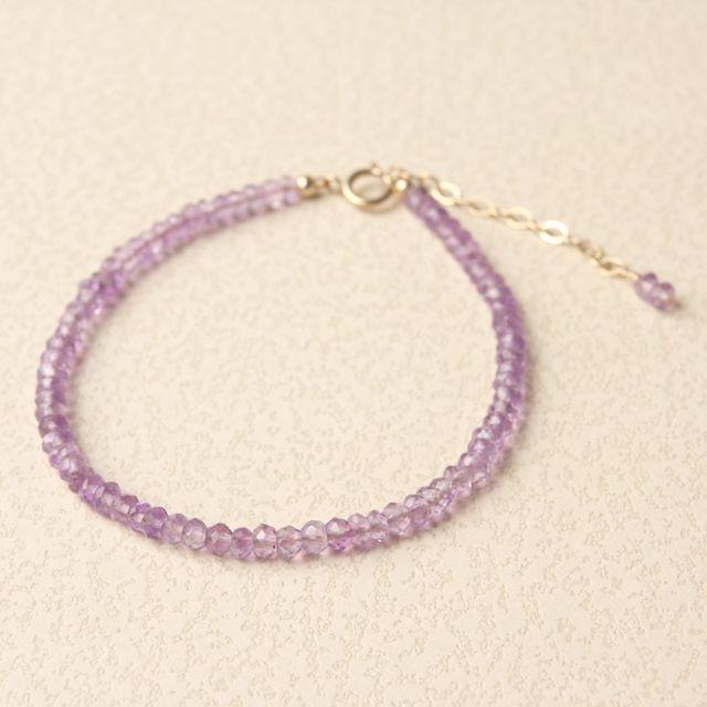 KEIUNDO アメジスト ボタンカット 14KGF ブレスレット be34 レディース 高級ケース付 | 